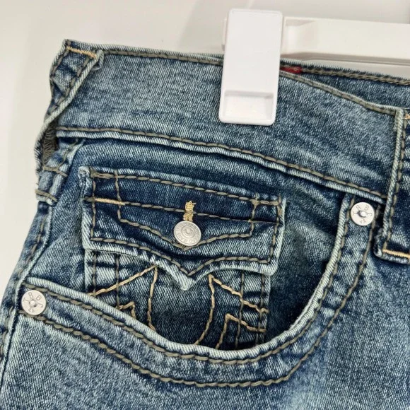 True‎ Religion Geno Relaxed Slim Denim Jeans W38 L32 Blue Distressed Wash